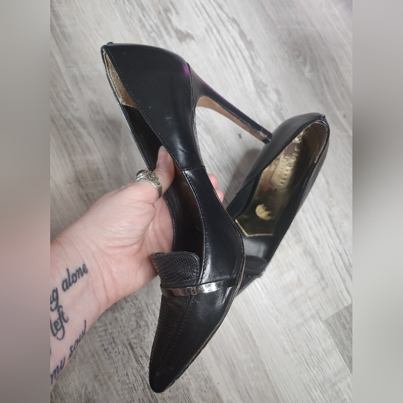 Ted Baker Black Leather Stiletto Heels with Pointed Toe Size 37 - Picture 4 of 12